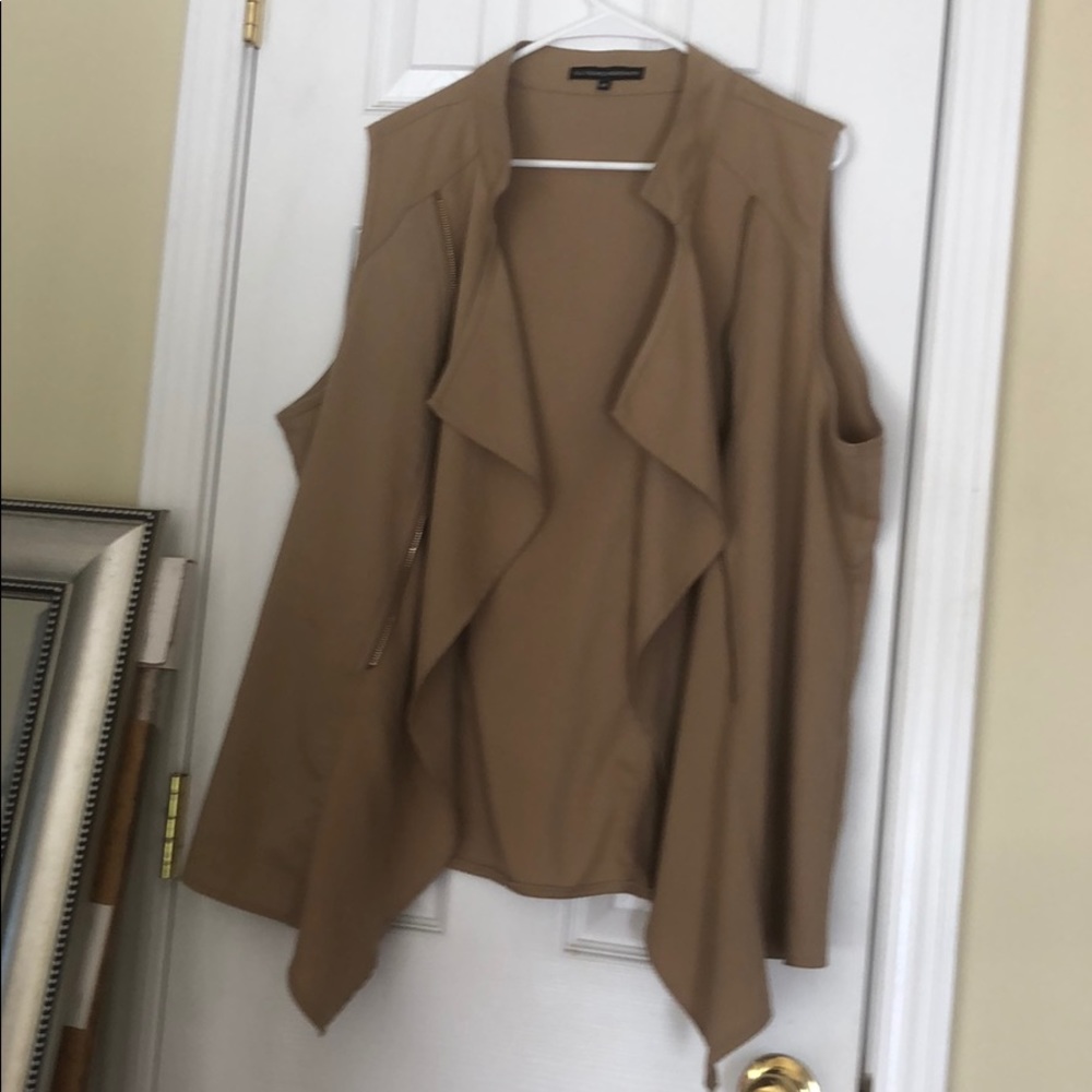 Drape front khaki vest